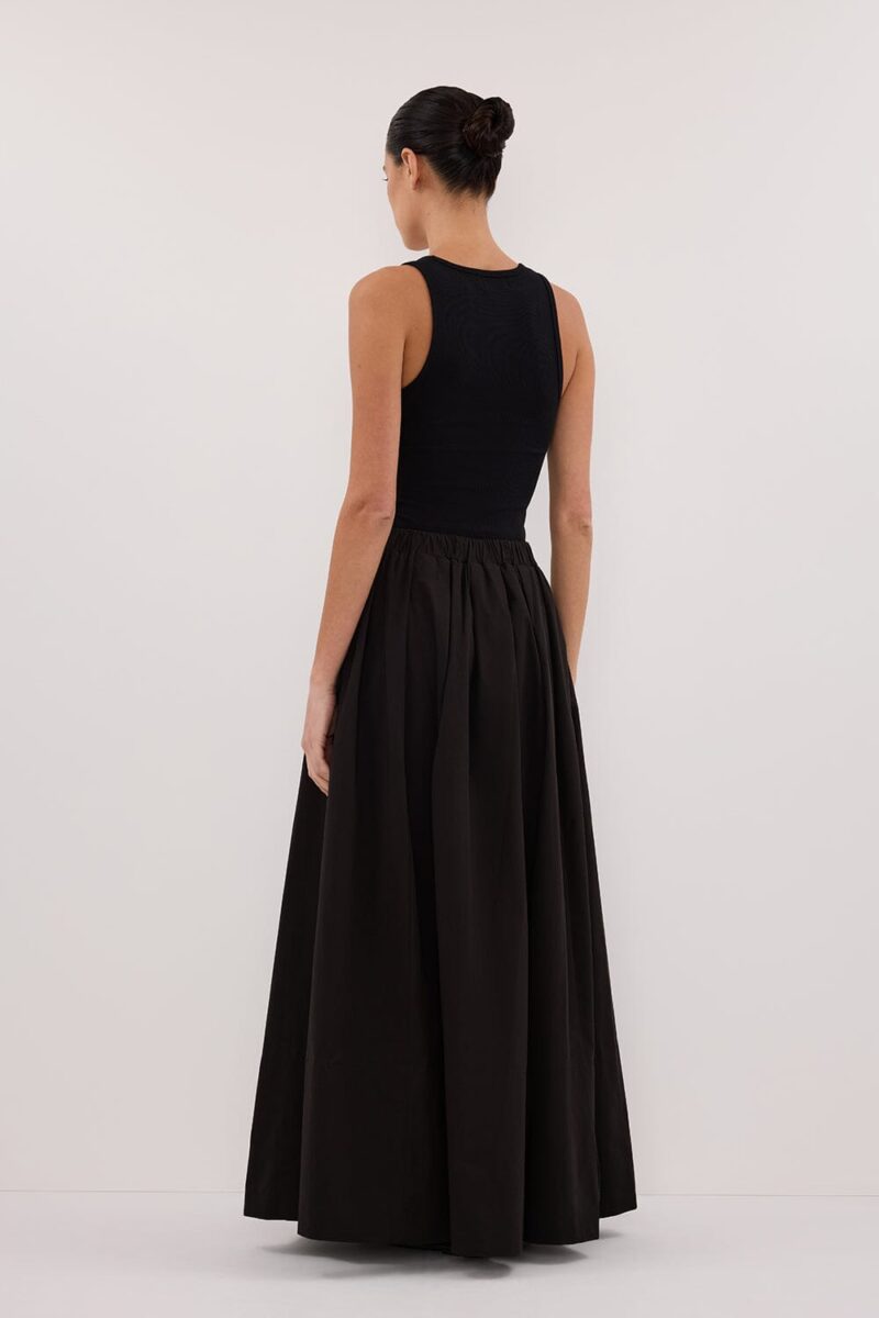 CONAGH BLACK POPLIN MIDI SKIRT