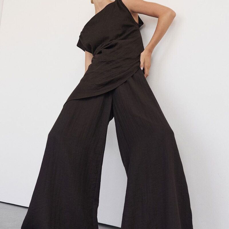 SHYLA BITTER CHOC WIDE LEG PANT