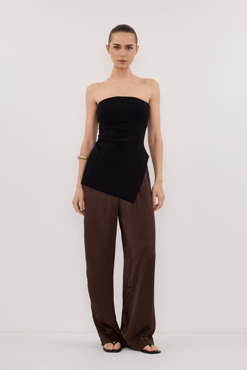 MONICA BITTER CHOC SATIN PANT