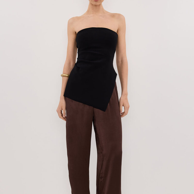 MONICA BITTER CHOC SATIN PANT
