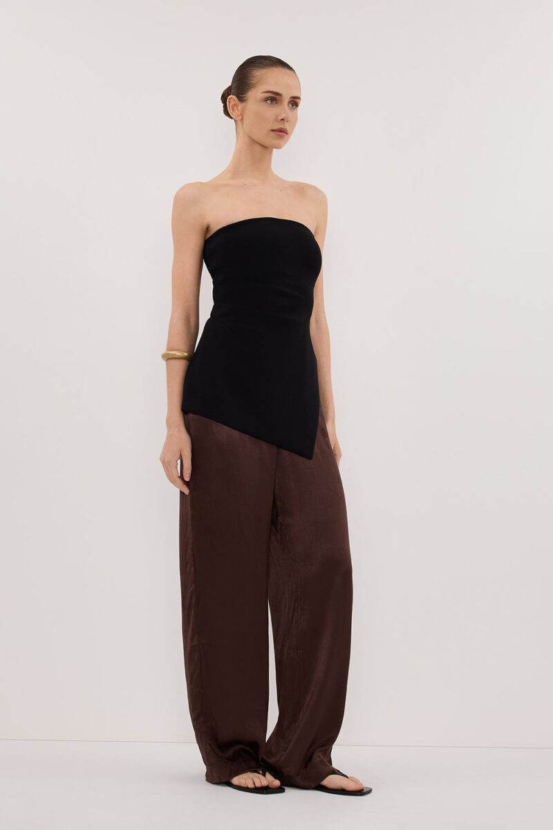 MONICA BITTER CHOC SATIN PANT