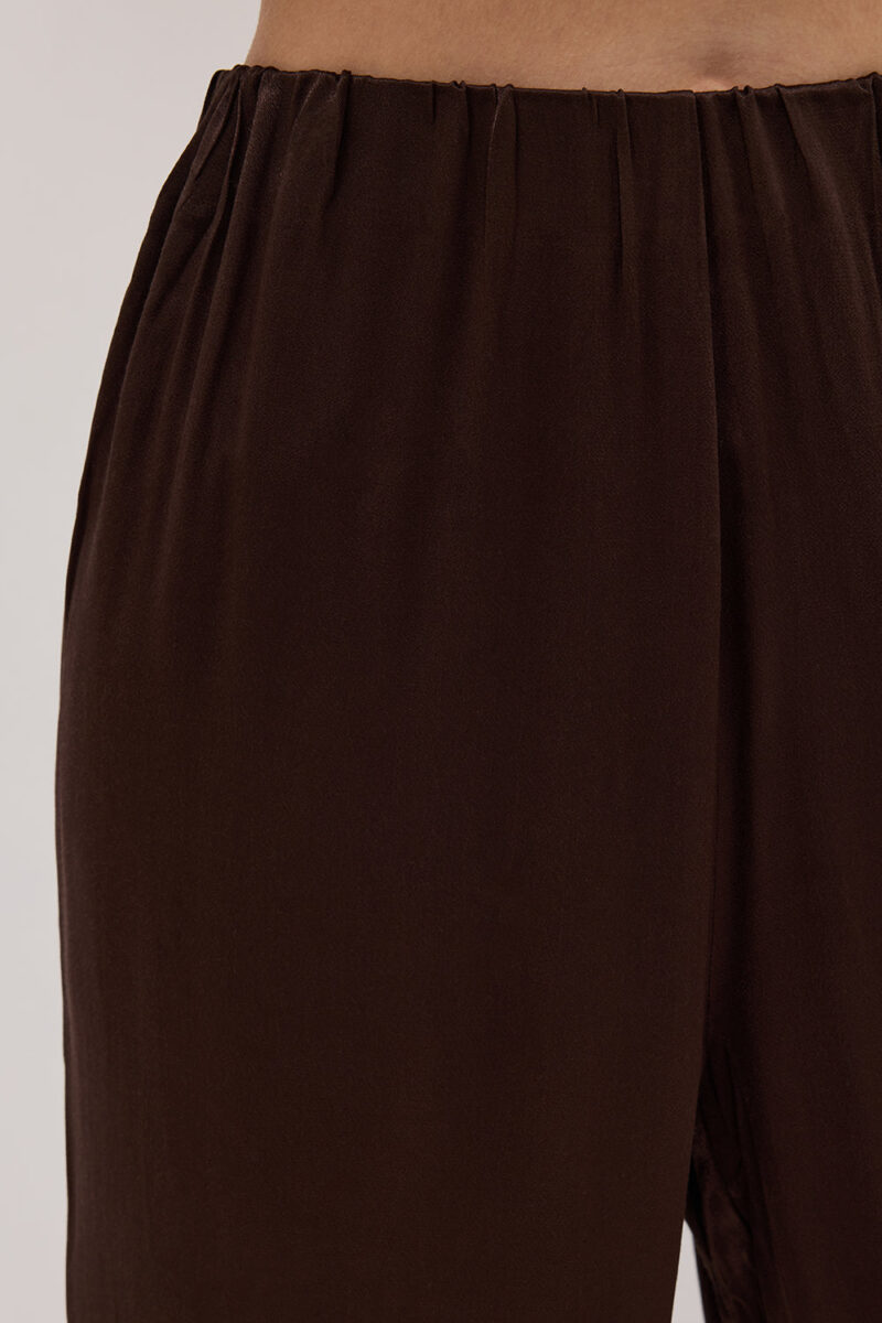 MONICA BITTER CHOC SATIN PANT