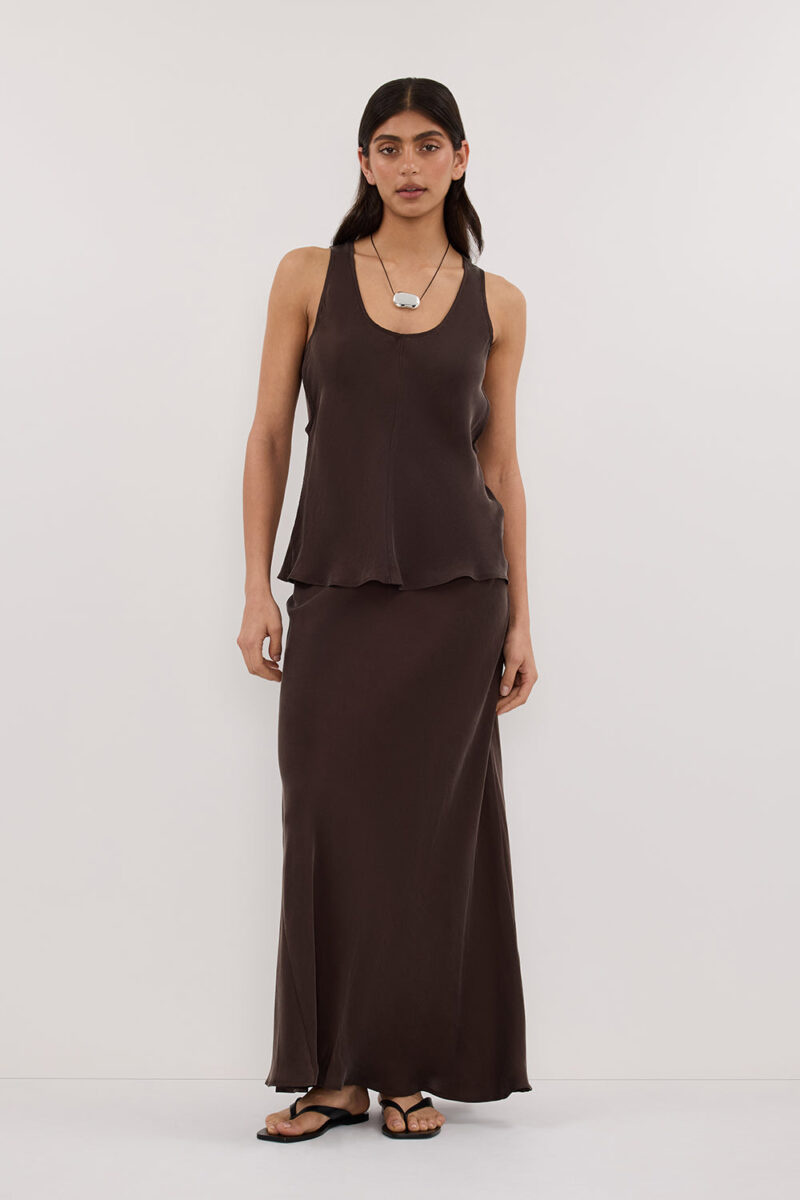 COLETTE BITTER CHOC SILK CAMI TOP