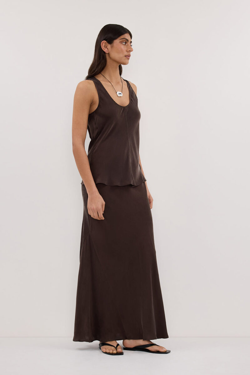 COLETTE BITTER CHOC SILK CAMI TOP