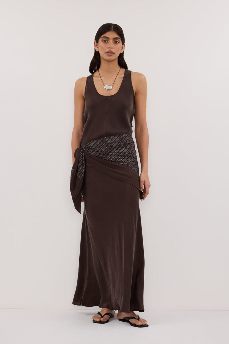 COLETTE BITTER CHOC SILK CAMI TOP