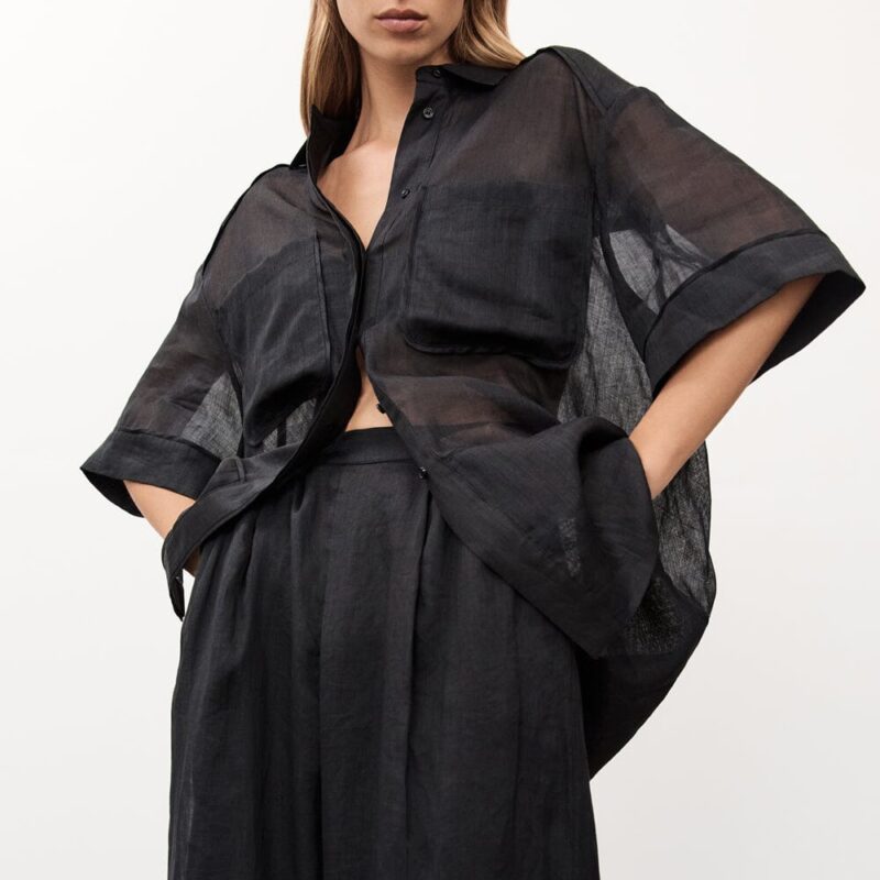 KAI BLACK RAMIE RESORT SHIRT