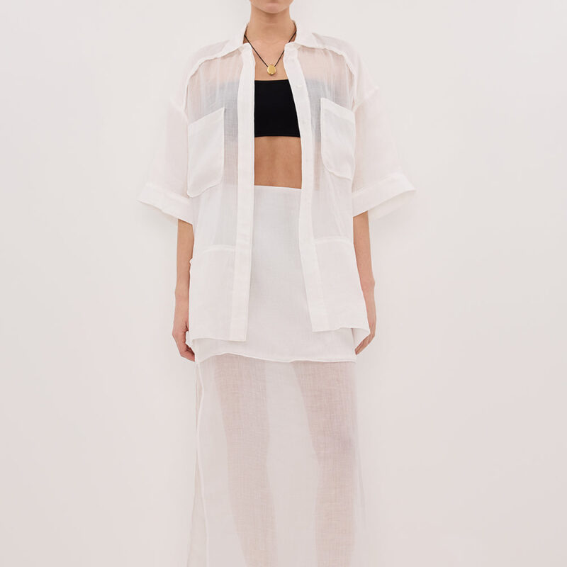 KAI WHITE RAMIE RESORT SHIRT