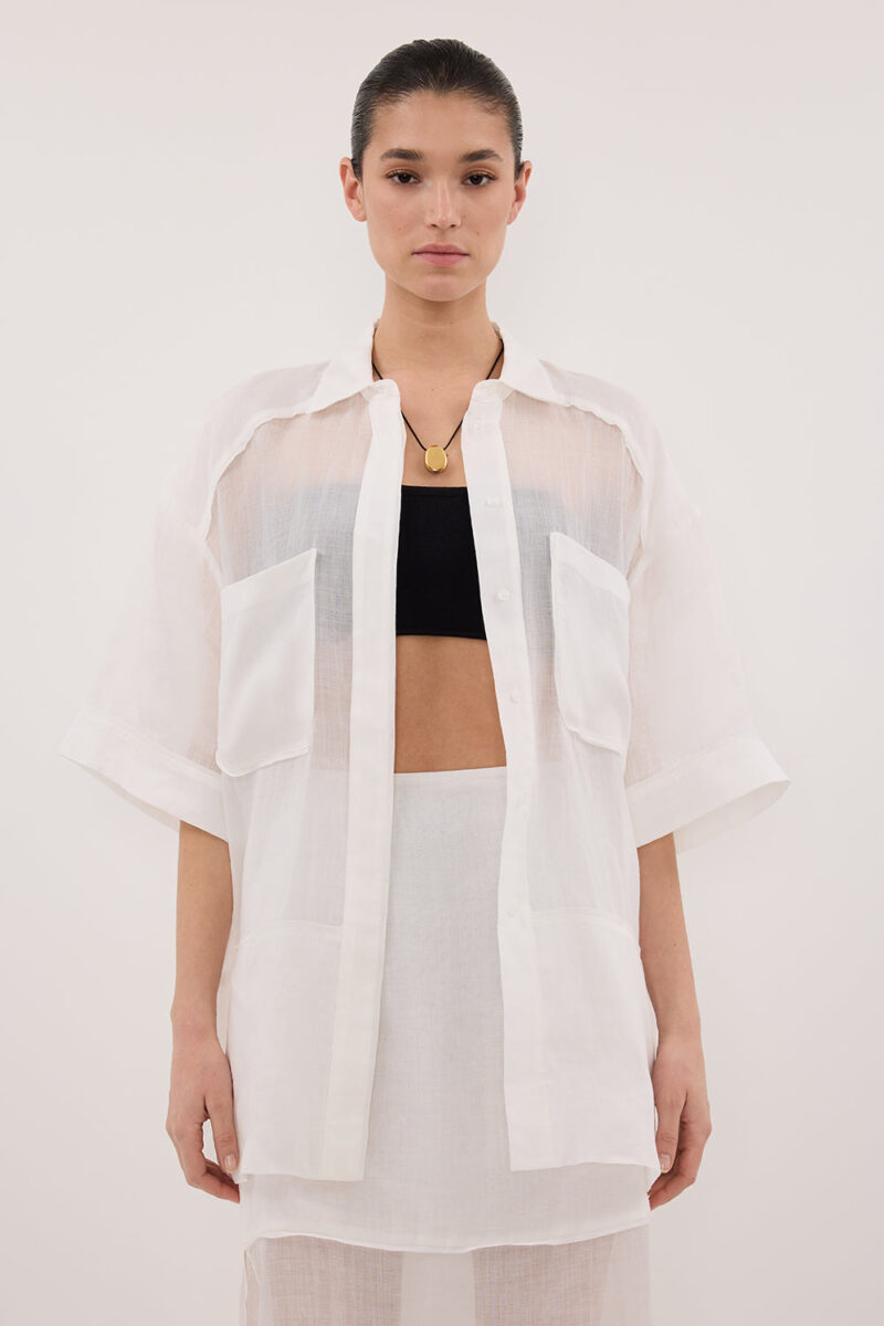 KAI WHITE RAMIE RESORT SHIRT