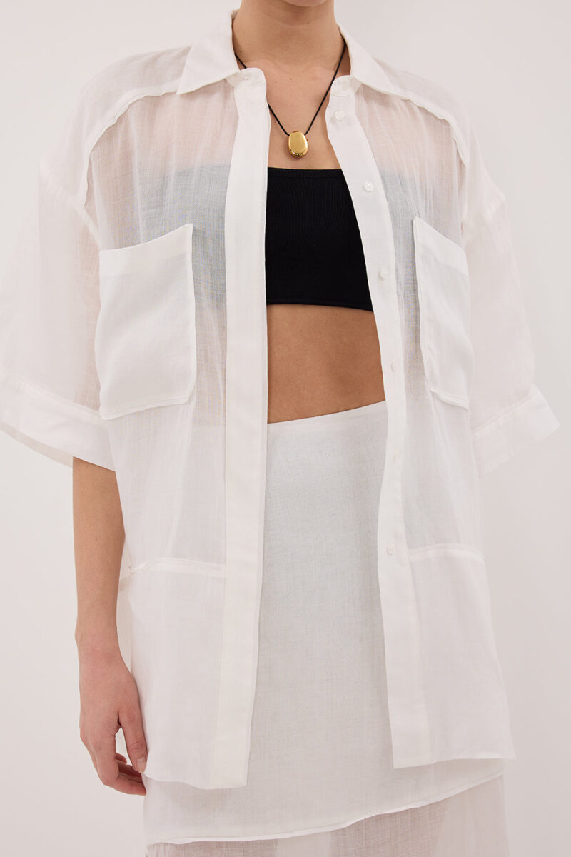 KAI WHITE RAMIE RESORT SHIRT