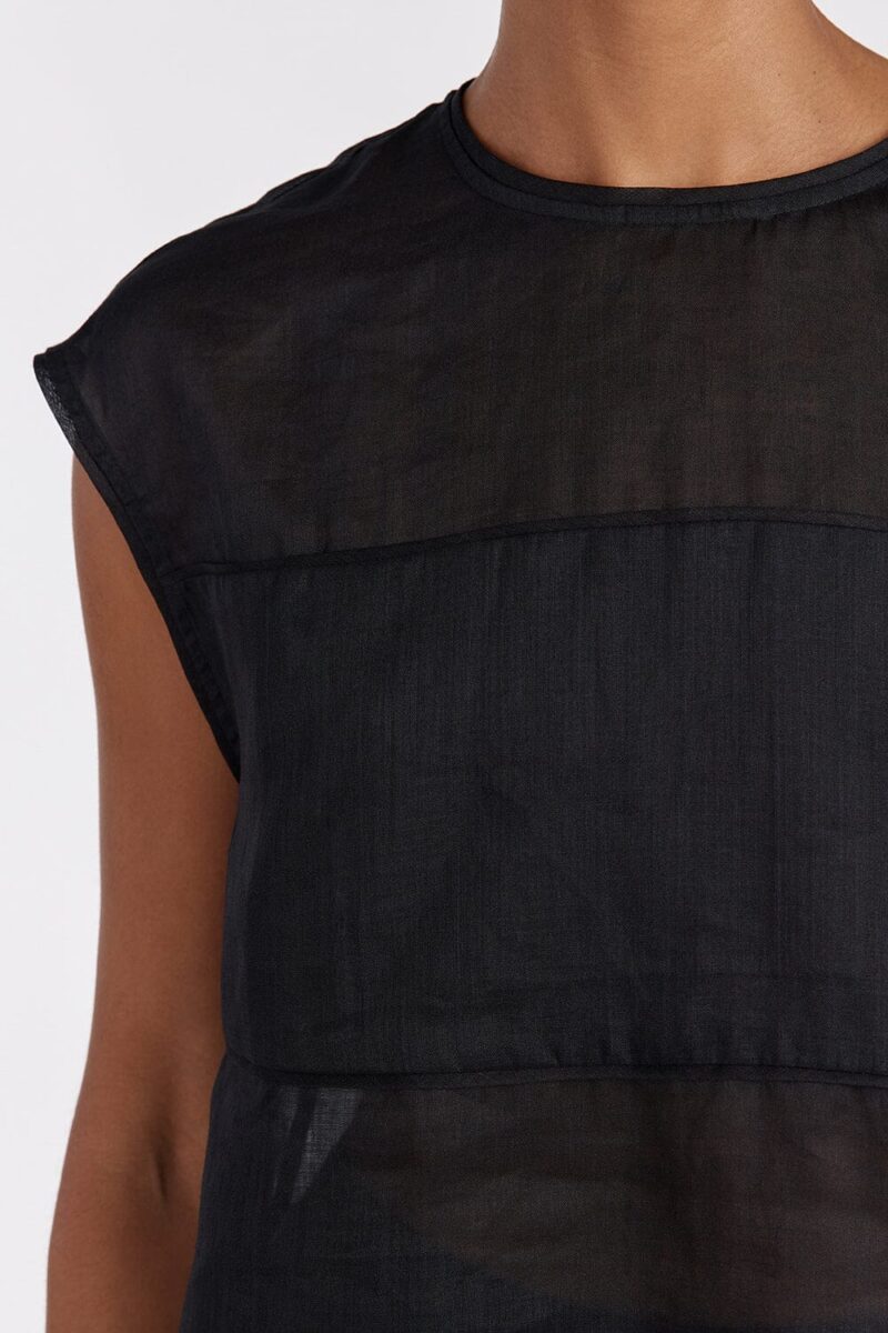 KAI BLACK RAMIE PANELLED TOP