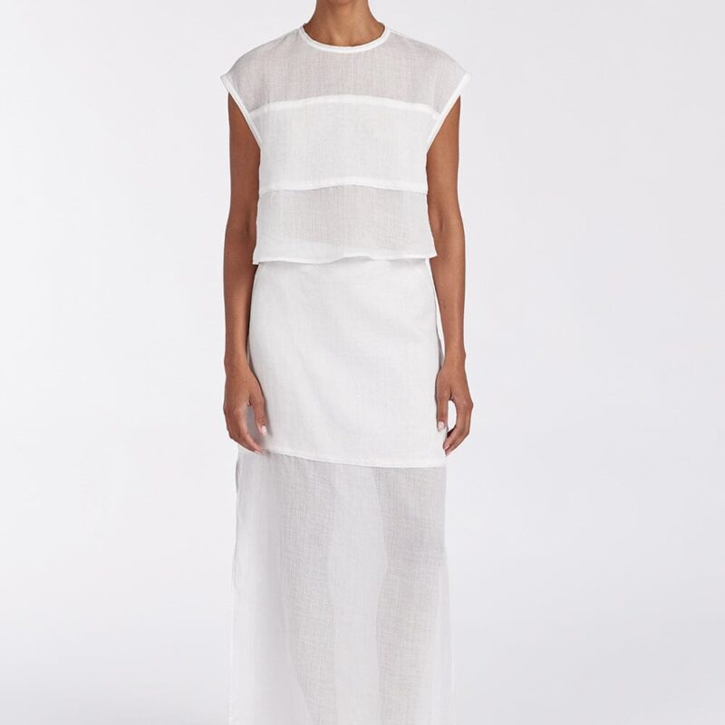 KAI WHITE RAMIE PANELLED TOP