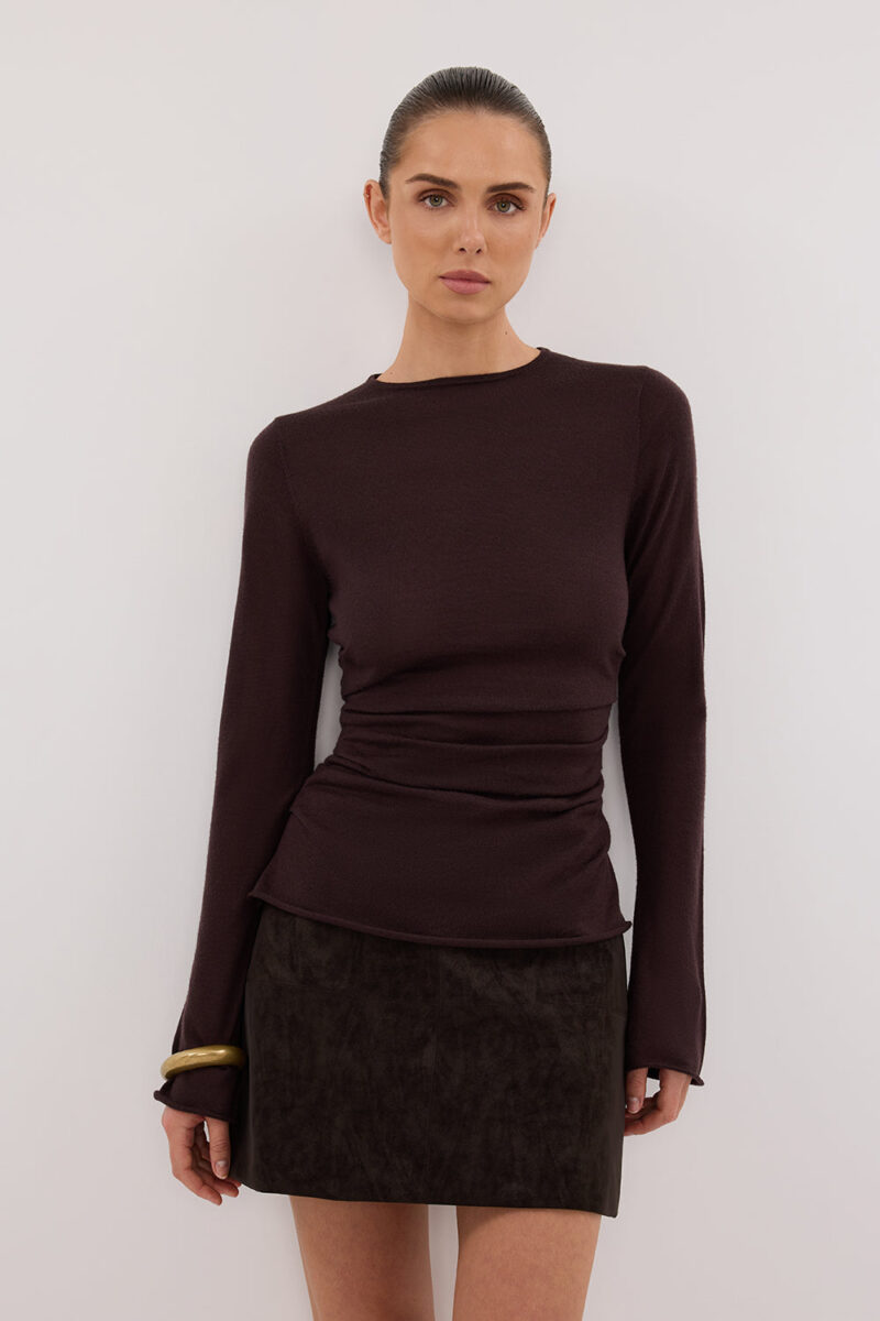 OAKLAND CHOC FAUX SUEDE MINI SKIRT