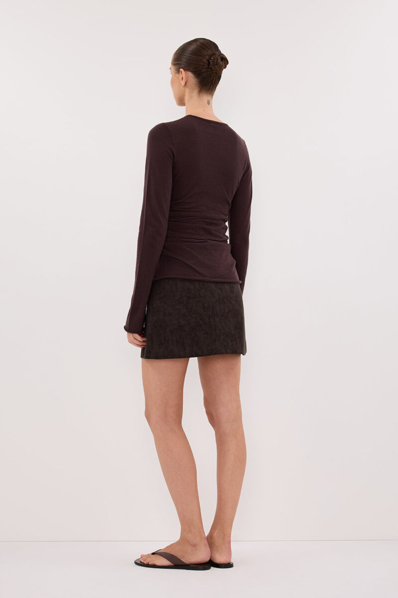 OAKLAND CHOC FAUX SUEDE MINI SKIRT