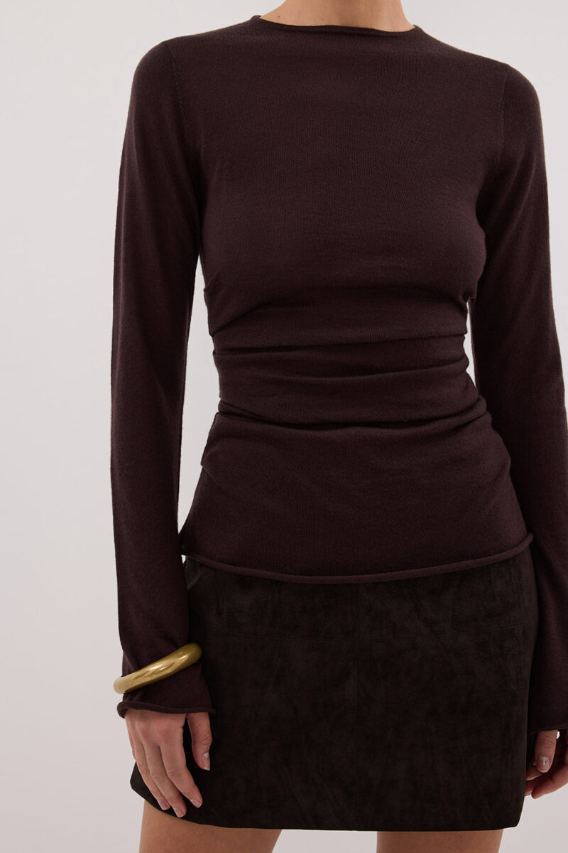 OAKLAND CHOC FAUX SUEDE MINI SKIRT