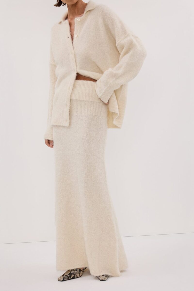 SALMA IVORY KNIT MAXI SKIRT
