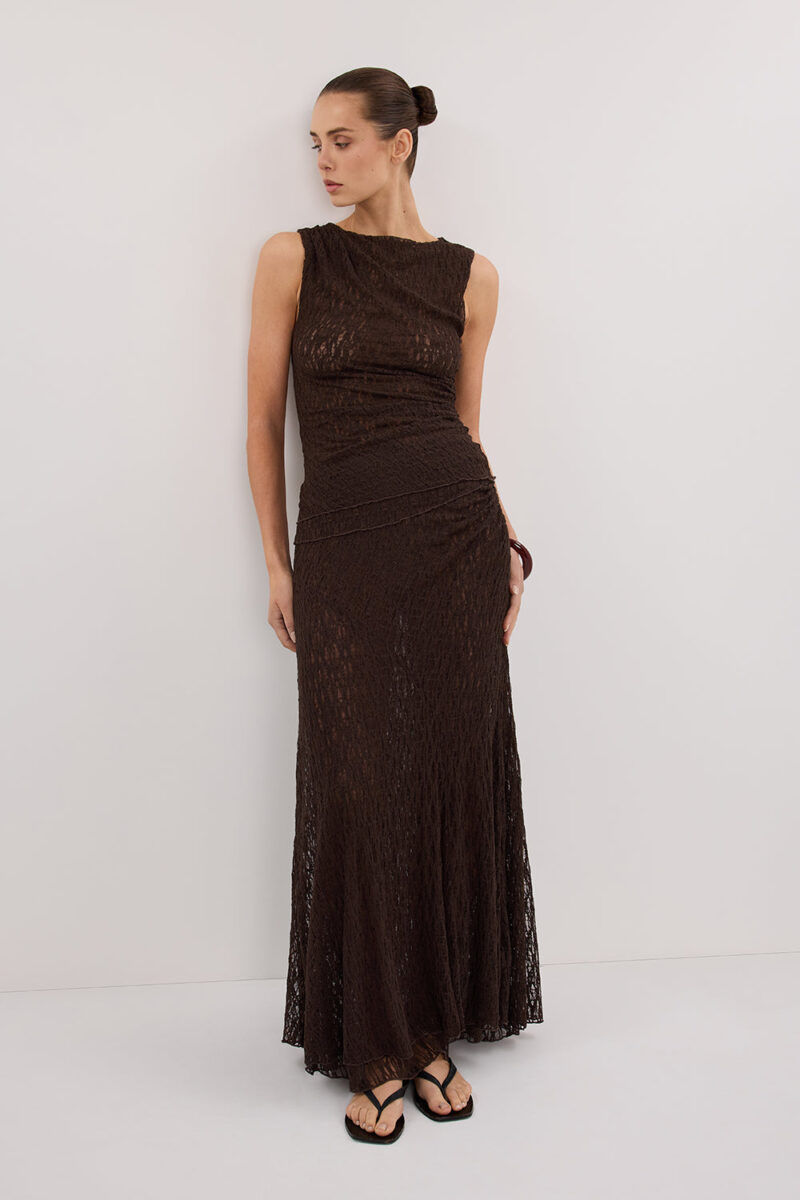 LIZZIE DARK CHOC LAYERED LACE SKIRT