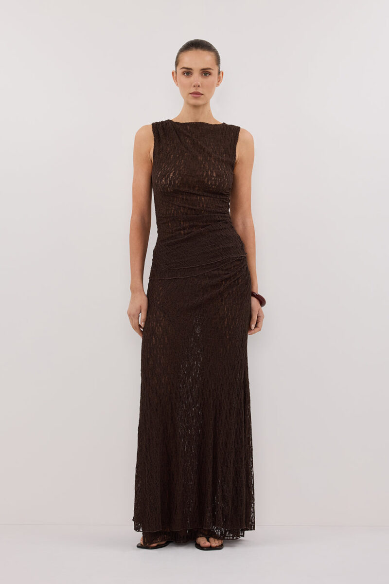 LIZZIE DARK CHOC LAYERED LACE SKIRT