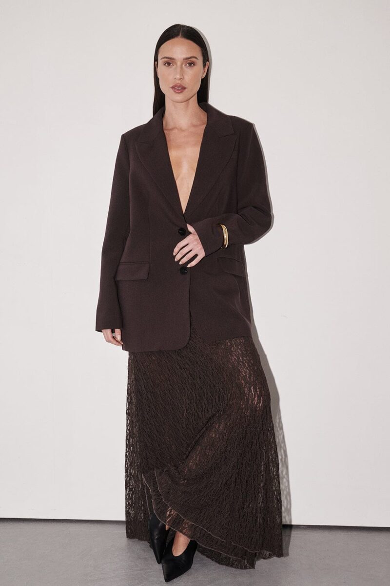 LIZZIE DARK CHOC LAYERED LACE SKIRT