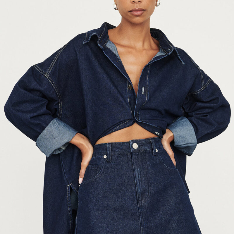 MASON INDIGO DENIM MINI SKIRT