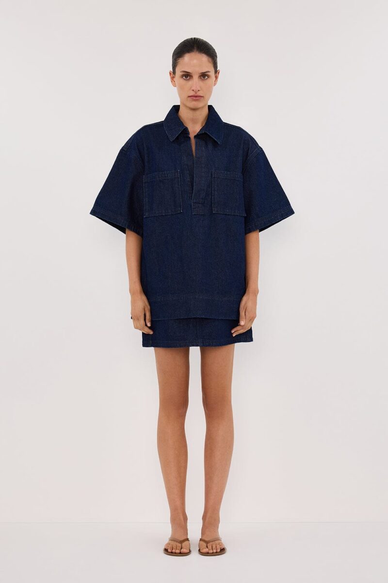 MASON INDIGO DENIM MINI SKIRT
