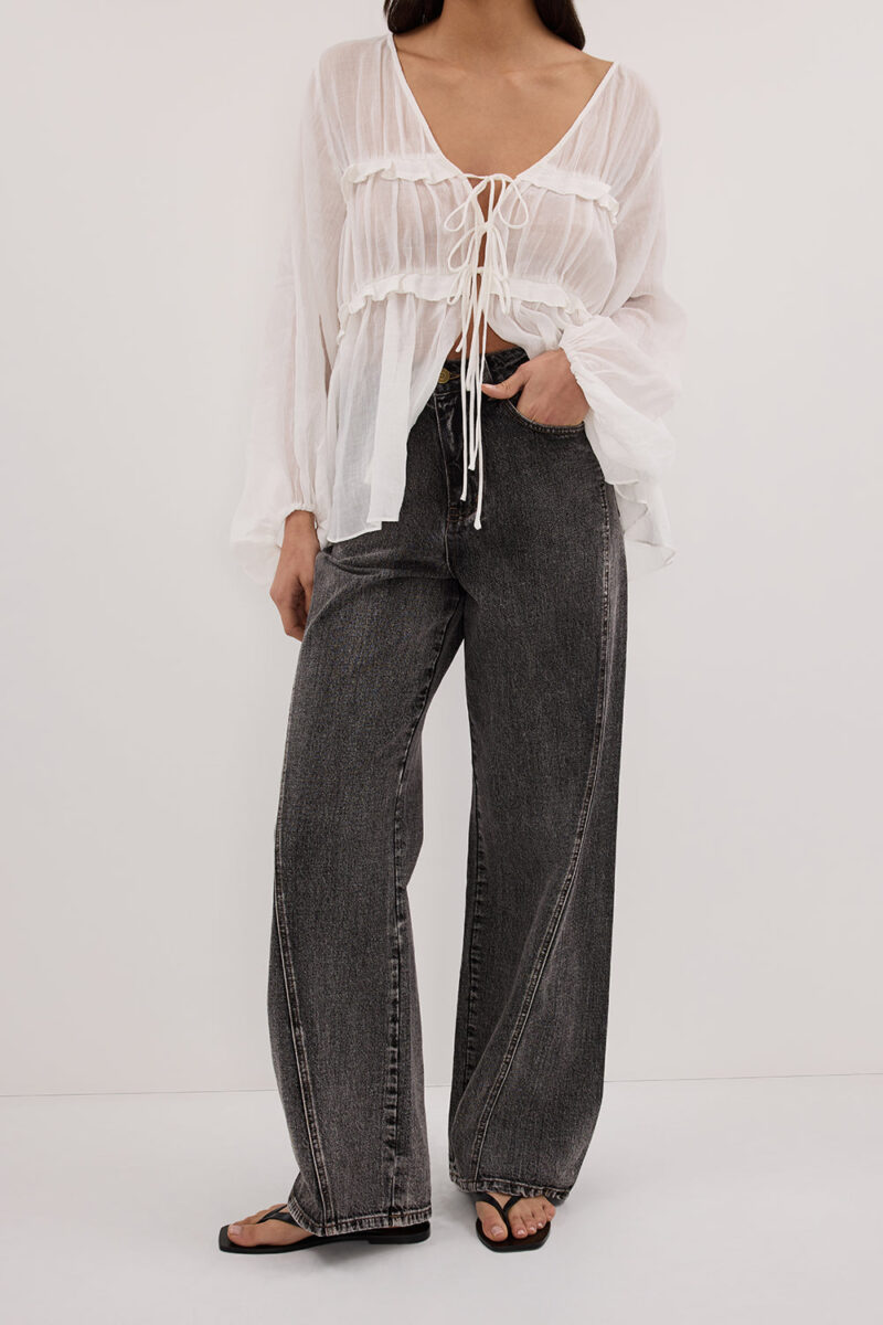 CARSON WASHED BLACK TALL WIDE LEG JEAN