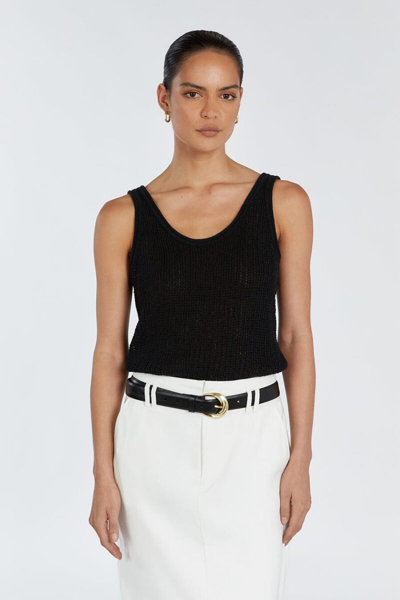 MARGOT BLACK SCOOP KNIT TANK