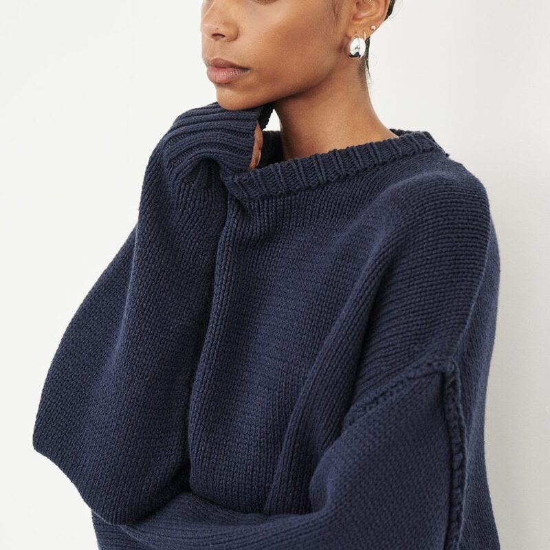 ROY NAVY OVERSIZED LONGLINE KNIT JUMPER