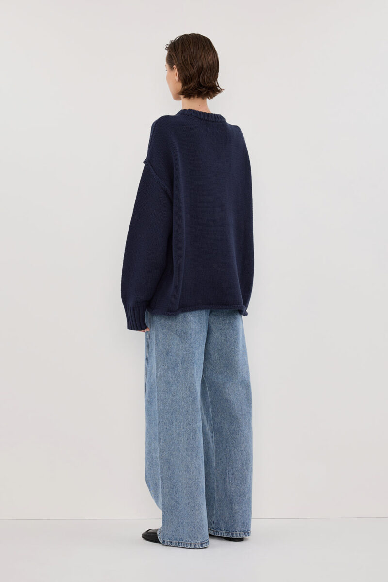 ROY NAVY OVERSIZED LONGLINE KNIT JUMPER