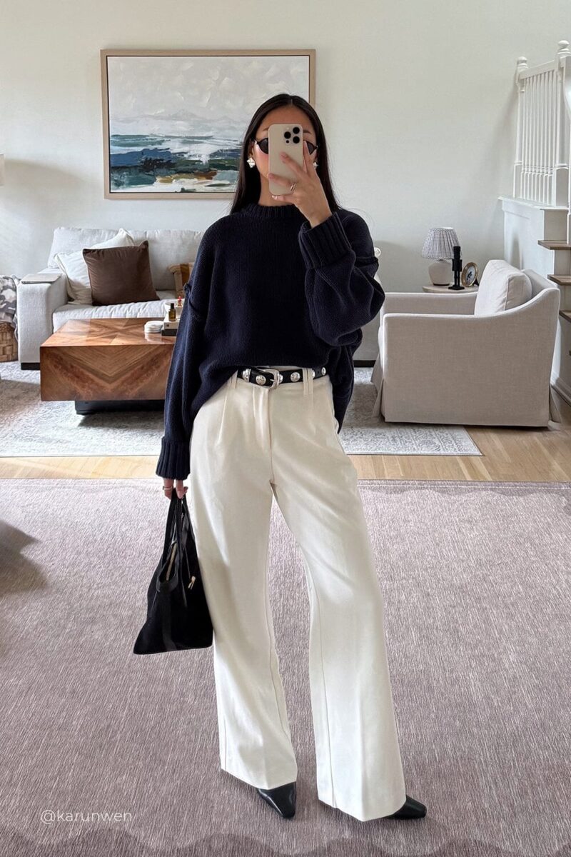 ROY NAVY OVERSIZED LONGLINE KNIT JUMPER