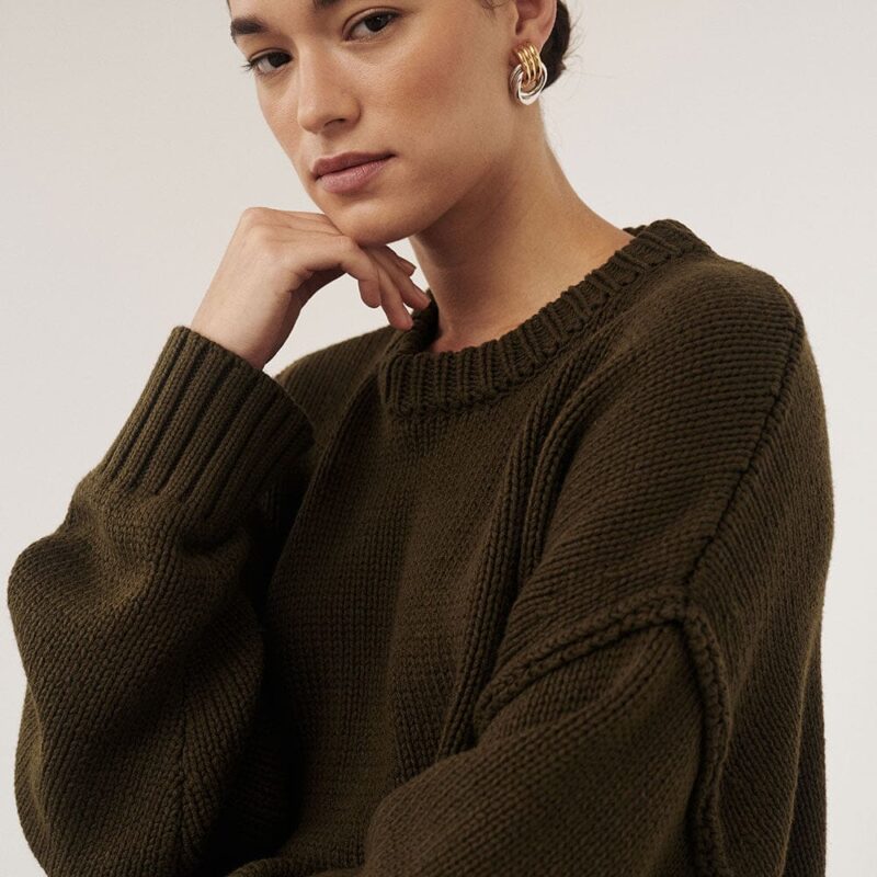 ROY OLIVE OVERSIZED LONGLINE KNIT JUMPER