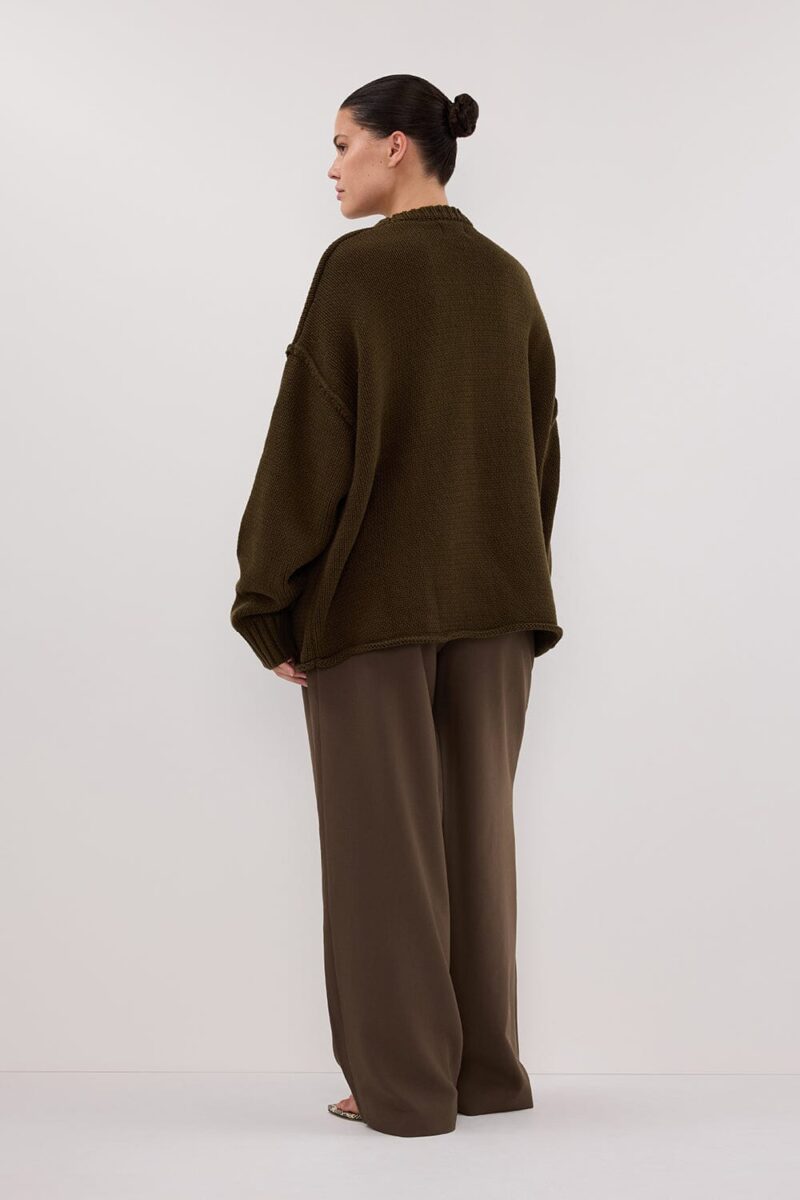 ROY OLIVE OVERSIZED LONGLINE KNIT JUMPER