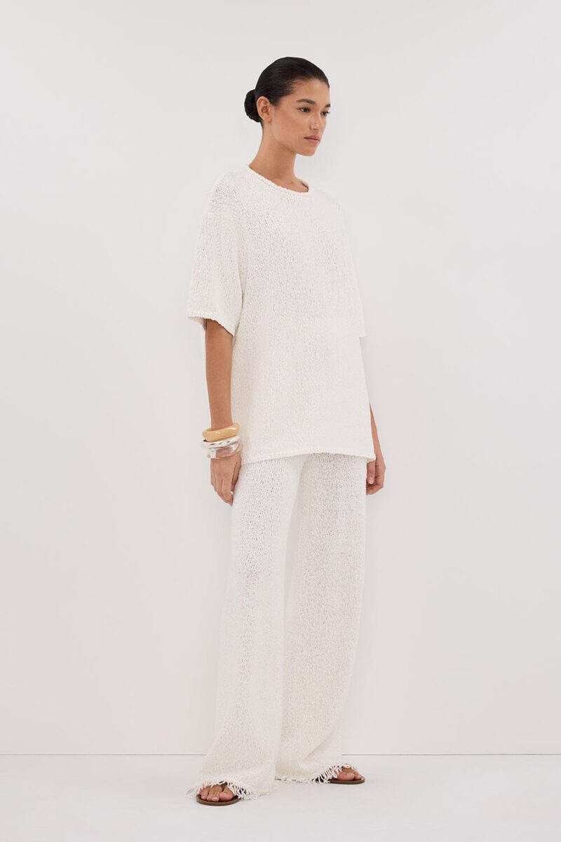 SUE OFF WHITE FRINGE KNIT PANT