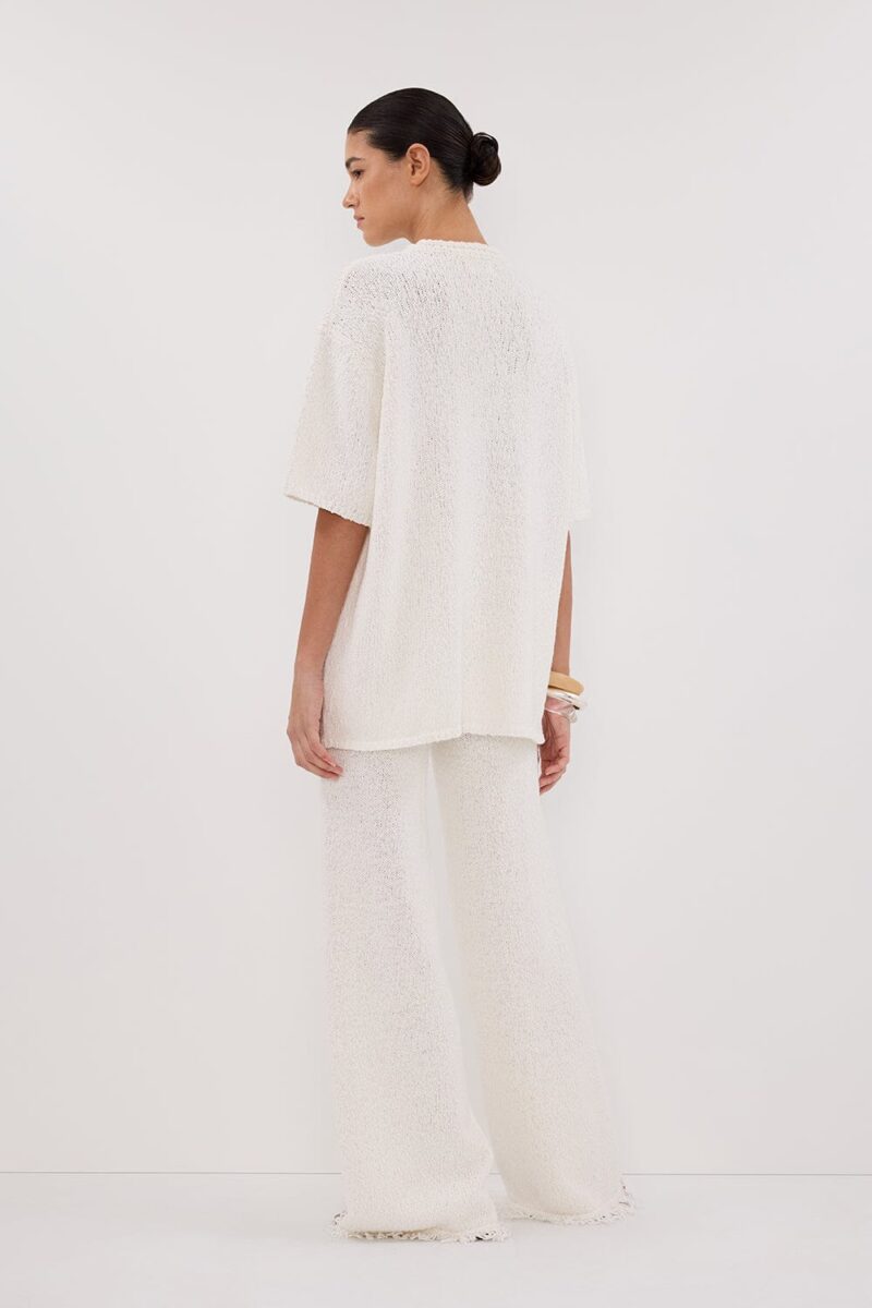 SUE OFF WHITE FRINGE KNIT PANT