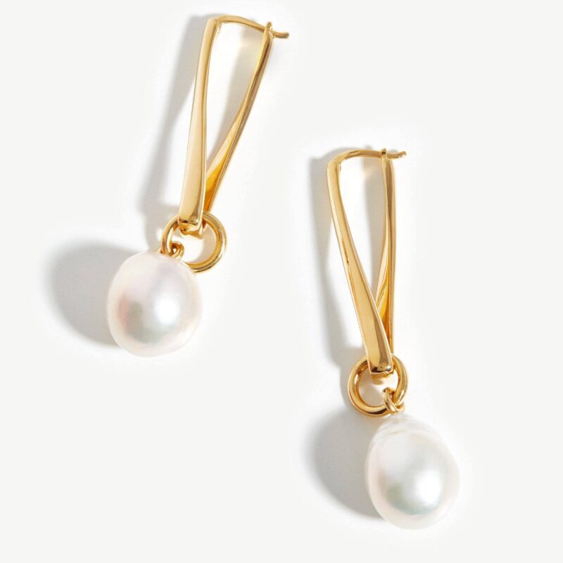 Baroque Pearl Twisted Drop Earrings | 18ct Gold Plated/Pearl