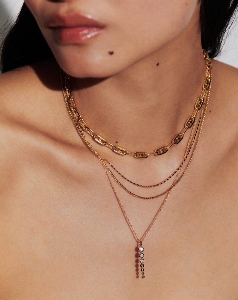 Box Link Double Chain Necklace | 18ct Gold Vermeil