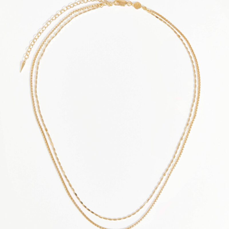 Box Link Double Chain Necklace | 18ct Gold Vermeil