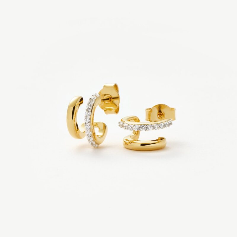 Classic Double Huggies | 18ct Gold Vermeil/Cubic Zirconia