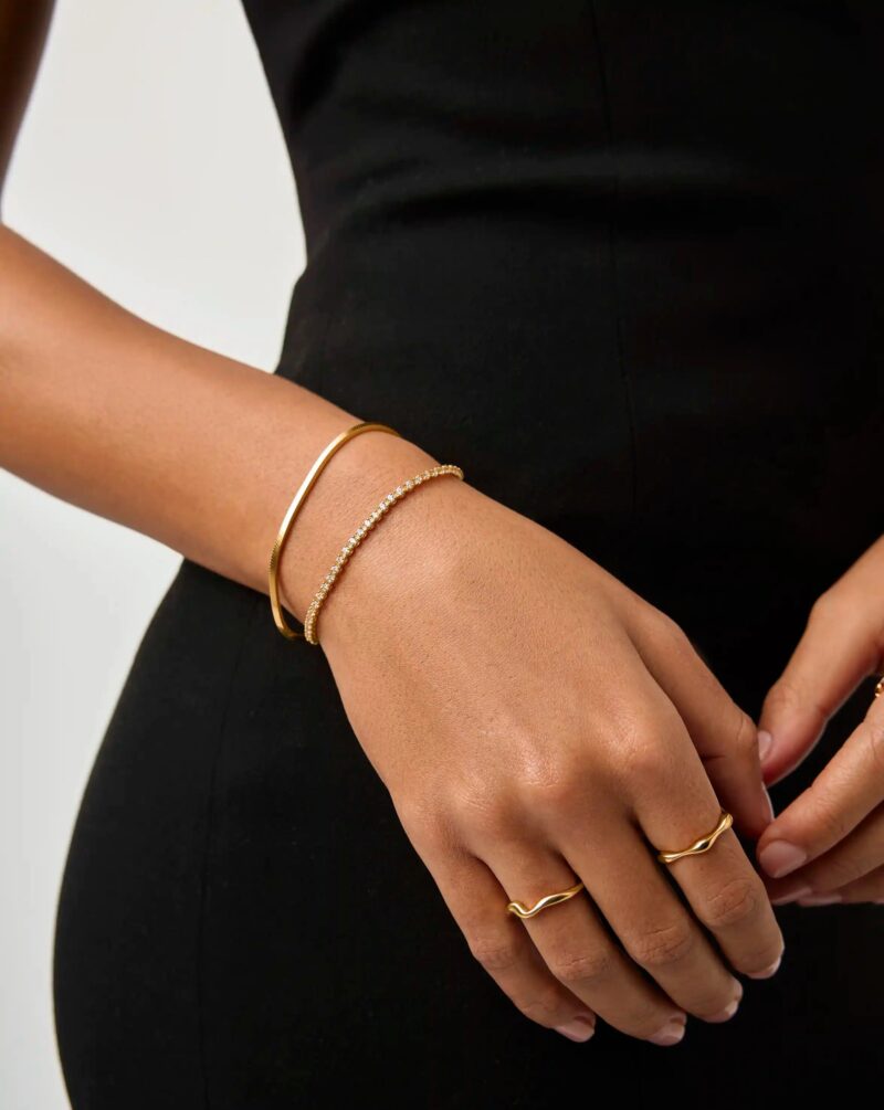 Classic Tennis & Snake Chain Bracelet Set | 18ct Gold Vermeil