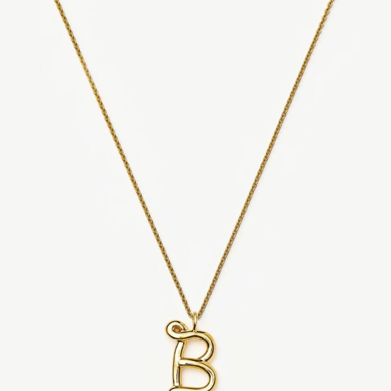 Curly Molten Initial Pendant Necklace - Initial B | 18ct Gold Vermeil