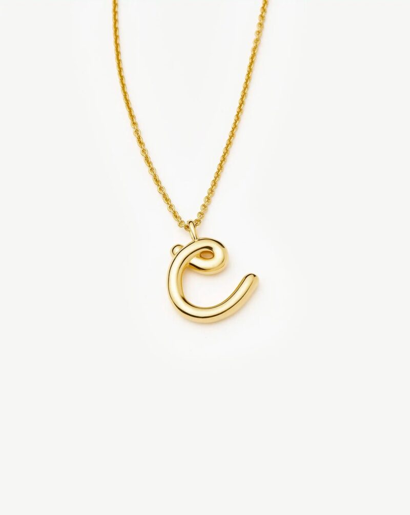 Curly Molten Initial Pendant Necklace - Initial C | 18ct Gold Vermeil
