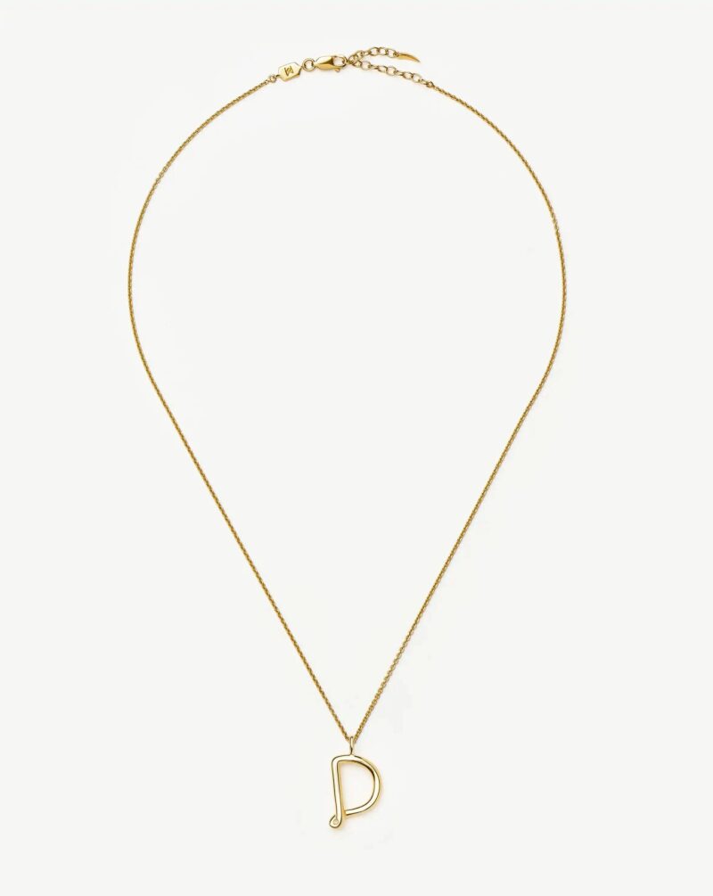 Curly Molten Initial Pendant Necklace - Initial D | 18ct Gold Vermeil