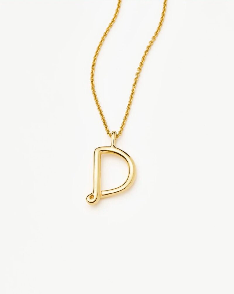 Curly Molten Initial Pendant Necklace - Initial D | 18ct Gold Vermeil