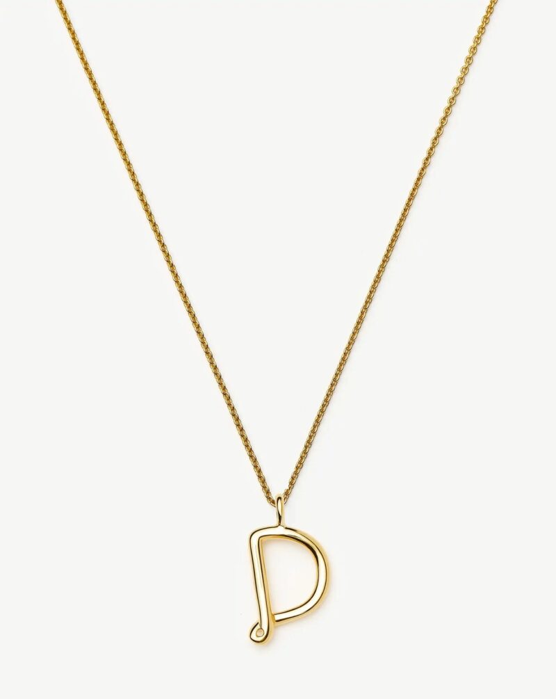 Curly Molten Initial Pendant Necklace - Initial D | 18ct Gold Vermeil