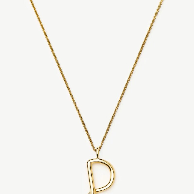 Curly Molten Initial Pendant Necklace - Initial D | 18ct Gold Vermeil