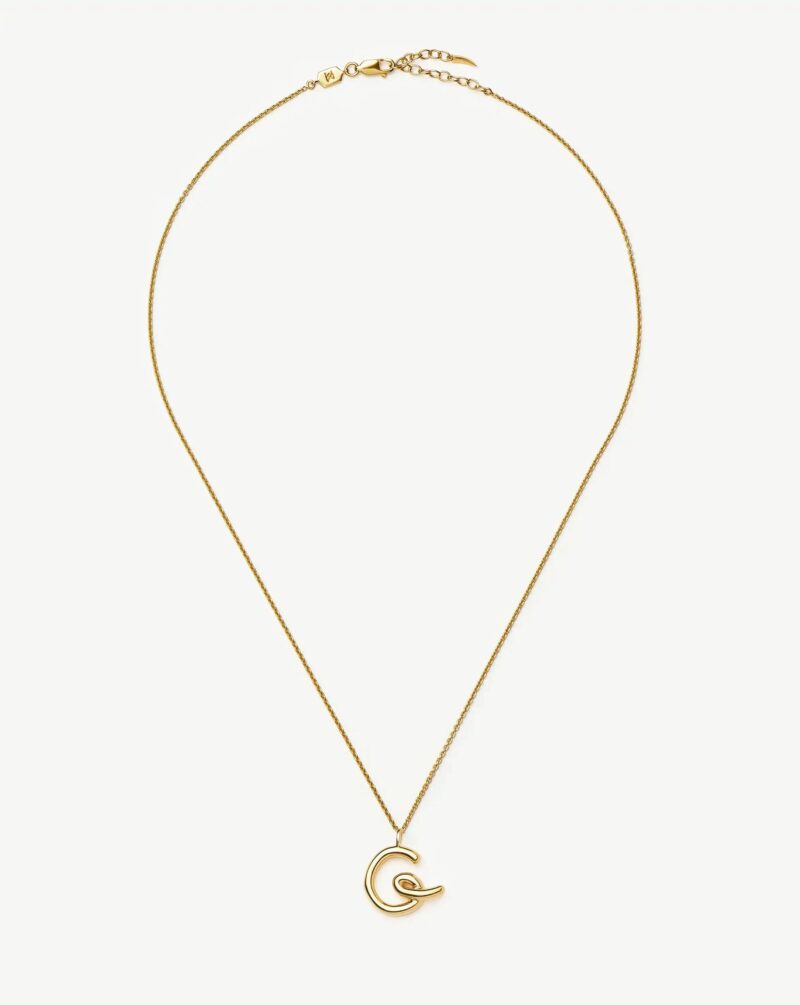 Curly Molten Initial Pendant Necklace - Initial G | 18ct Gold Vermeil
