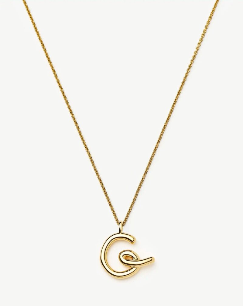 Curly Molten Initial Pendant Necklace - Initial G | 18ct Gold Vermeil