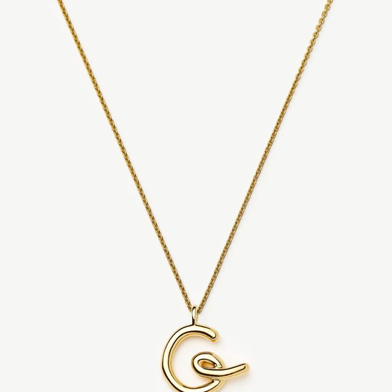 Curly Molten Initial Pendant Necklace - Initial G | 18ct Gold Vermeil