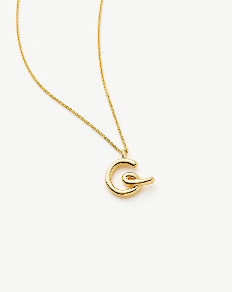 Curly Molten Initial Pendant Necklace - Initial G | 18ct Gold Vermeil