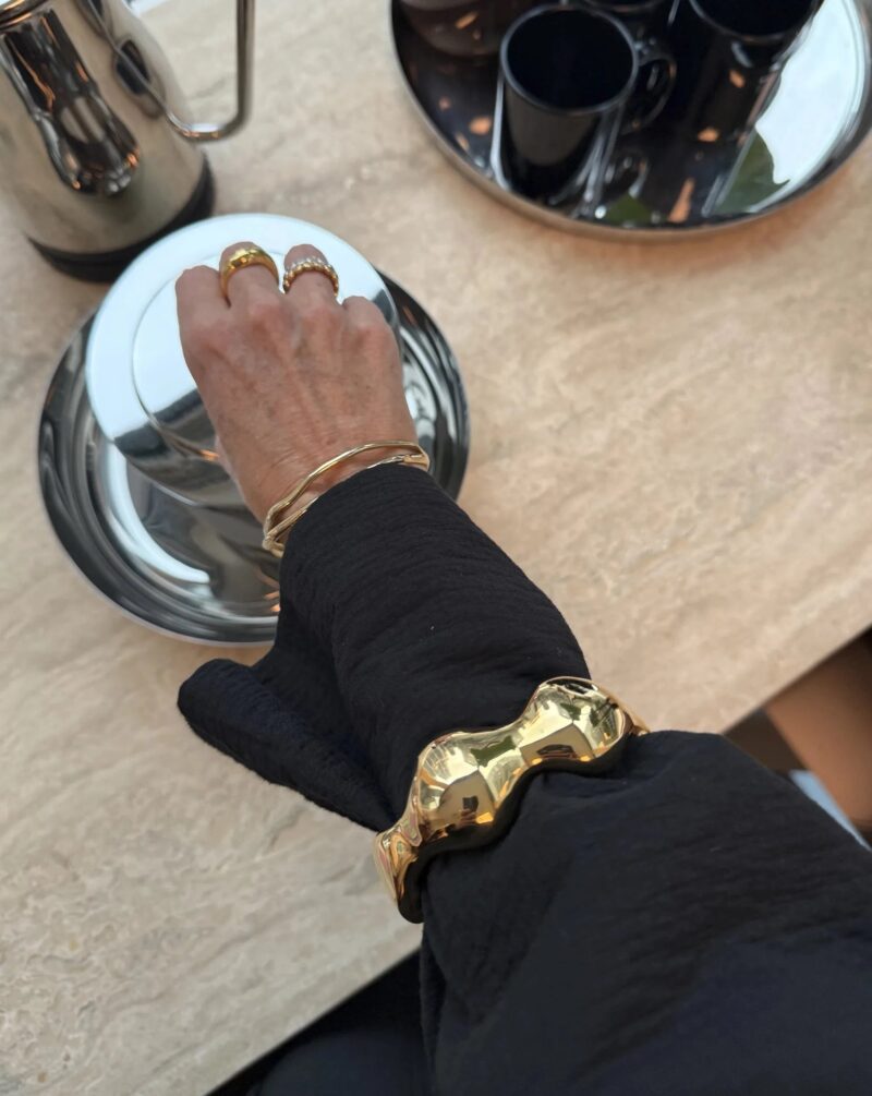 Eny Puffy Dome Statement Cuff Bracelet | 18ct Gold Plated