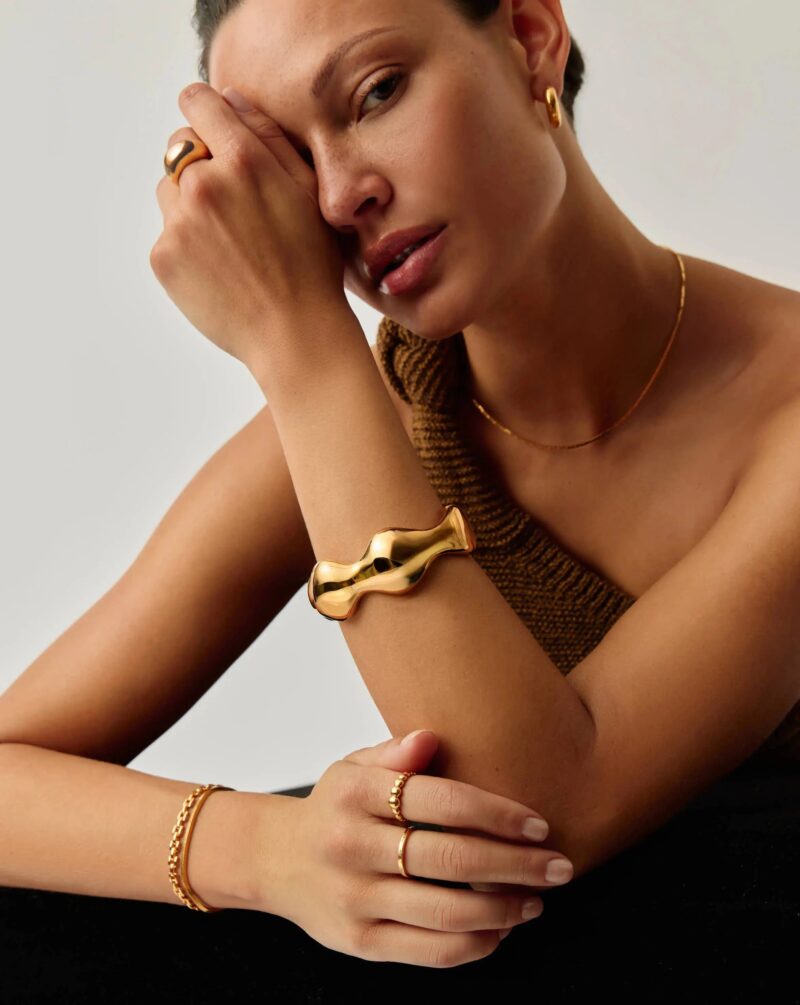 Eny Puffy Dome Statement Cuff Bracelet | 18ct Gold Plated